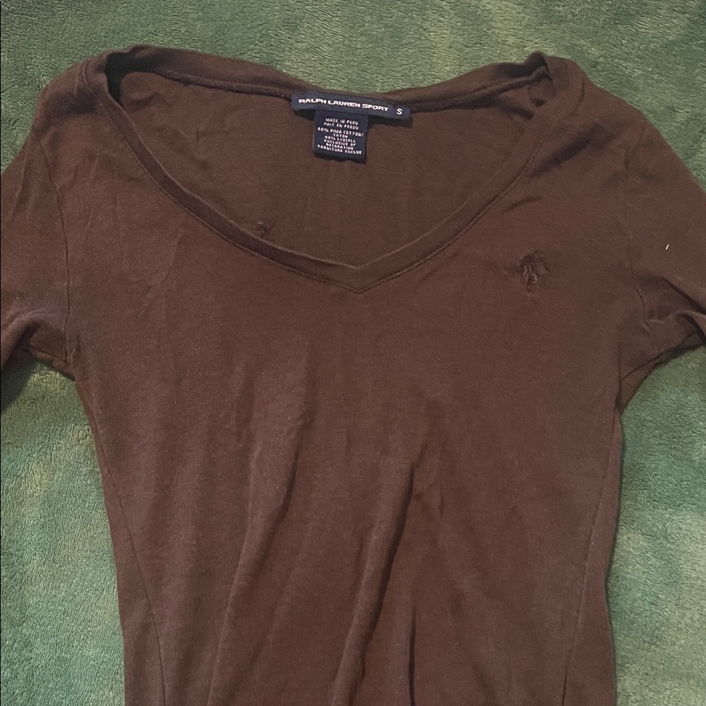 Ralph Lauren Brown V-Neck Women's Top